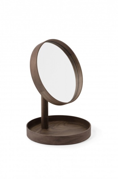 Walnut 'Look' Round Magnifying Mirror